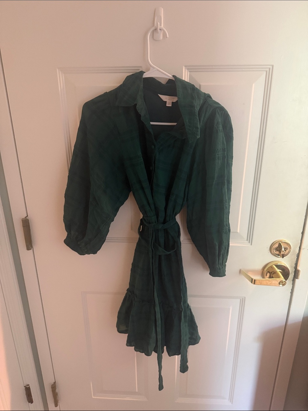 LC Lauren Conrad Dark Green Plaid Midi Dress